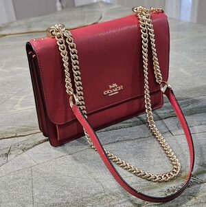 New Coach Klare Crossbody Red Burgundy Leather Gold Chain 91174
